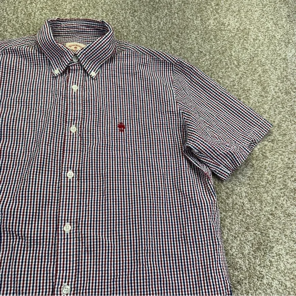 Brooks Brothers Red Fleece Checkered Seersucker Shirt Size L Red White Blue - Picture 5 of 14